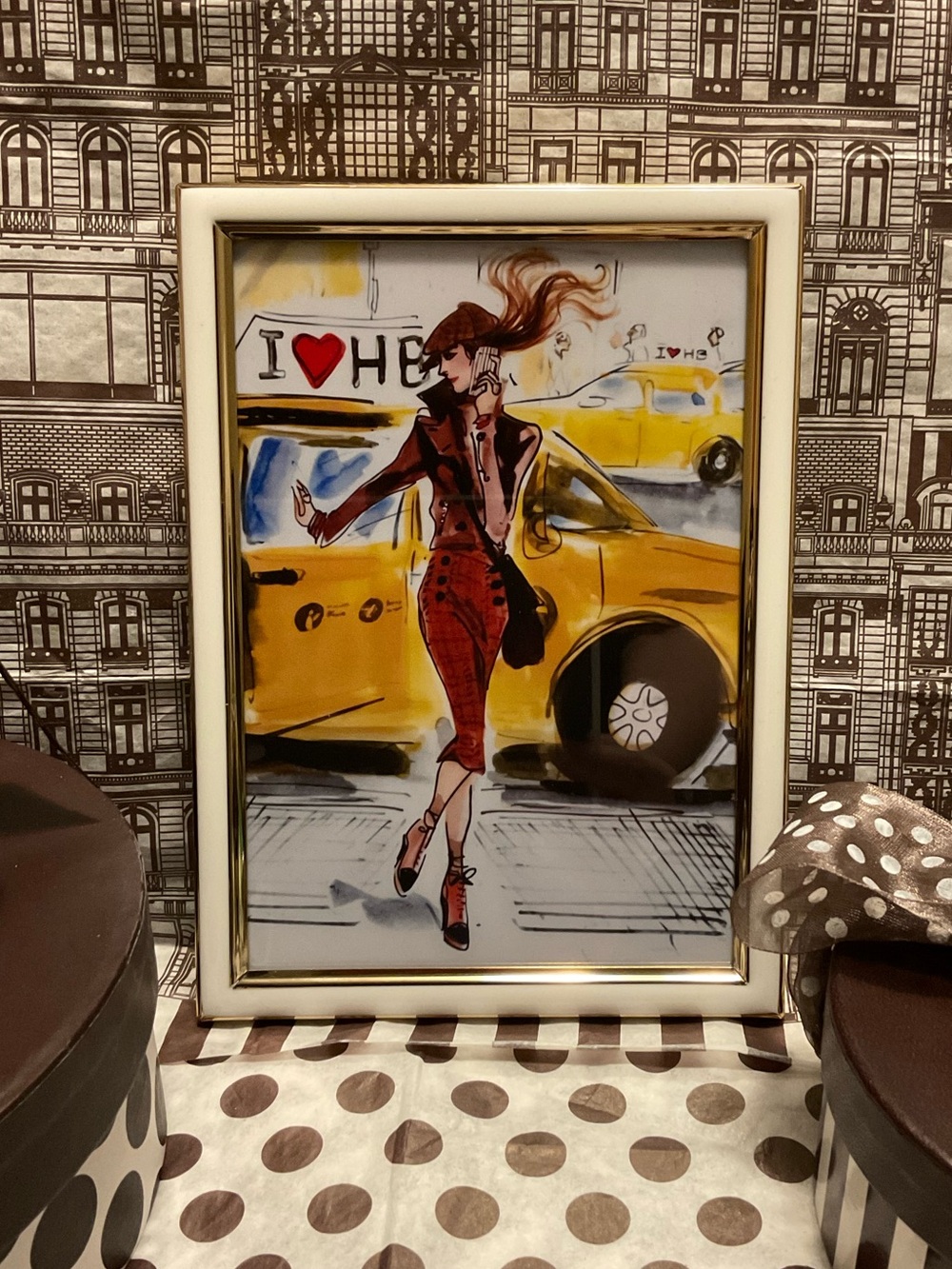 Henri Bendel New York Taxi Bendel Girl Print in Frame